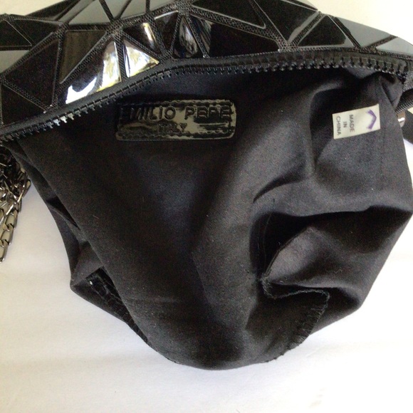 EMILIO PEPE BLACK ORIGAMI CHAIN BAG CLUTCH - Picture 12 of 13